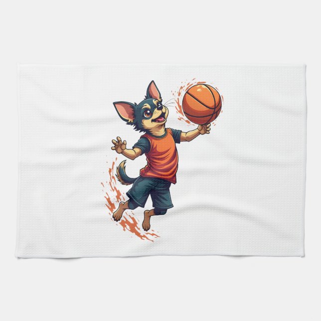 Chihuahua  Basketball  Player  Sport  Dunk  Tea Towel (Horizontal)