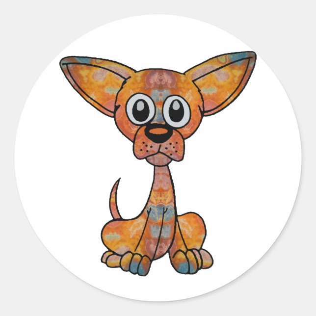 Chihuahua Batik Classic Round Sticker (Front)
