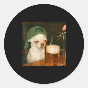 Chihuahua Beer Funny Meme Dog Reaction Humor Dog M Classic Round Sticker
