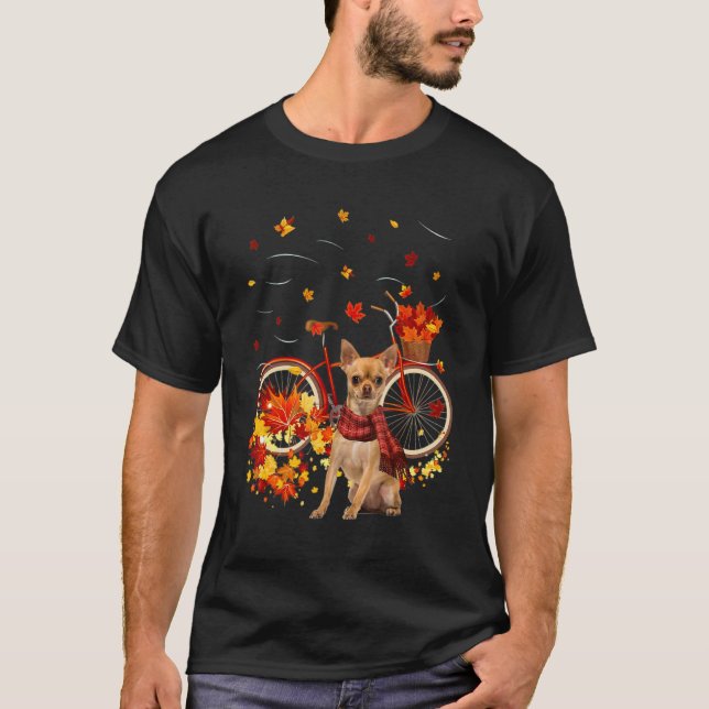 Chihuahua Bike Autumn Dog Leaf Fall  Fall Y'all T-Shirt (Front)