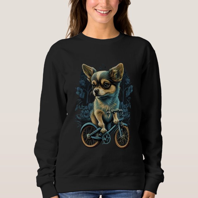 Chihuahua Bike Bicycle Dog Cycling Cyclist Biker Sweatshirt (Front)