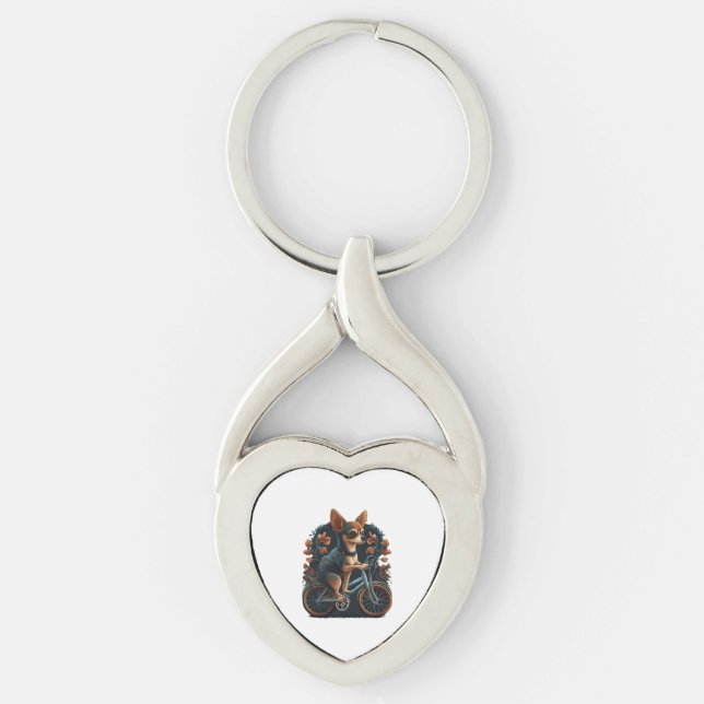 Chihuahua  Bike  Bicycle  Dog  Cycling  Key Ring (Front)