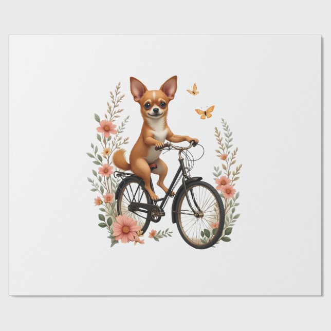 Chihuahua  Bike  Bicycle  Dog  Cycling  Wrapping Paper (Flat)