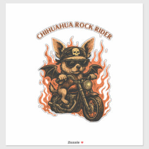 Chihuahua Biker Dog on Motorcycle with Flames