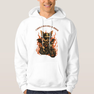 Chihuahua Biker Dog on Motorcycle with Flames Hoodie