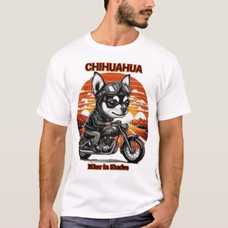 Chihuahua Biker in Shades Vintage Motorcycle Suns T-Shirt