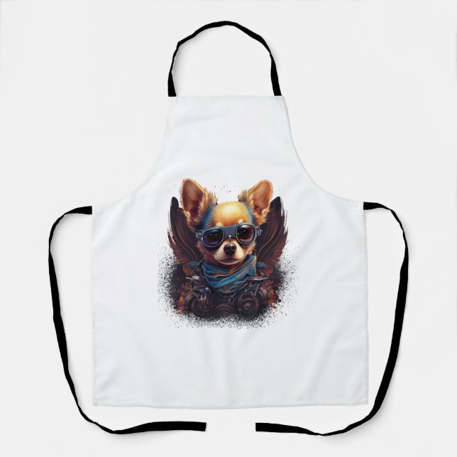 Chihuahua  Biker  Motorcyle  Riding  Dog  Dad    Apron (Front)
