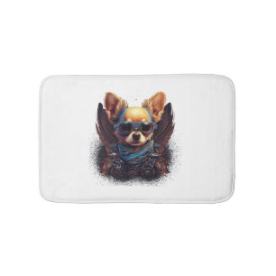 Chihuahua Biker Motorcyle Riding Dog Dad Bath Mat
