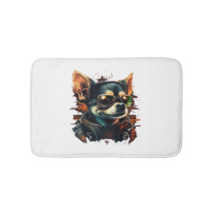 Chihuahua Biker Motorcyle Riding Dog Dad Bath Mat