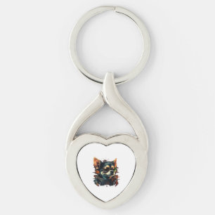 Chihuahua Biker Motorcyle Riding Dog Dad Key Ring