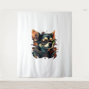 Chihuahua Biker Motorcyle Riding Dog Dad Tapestry