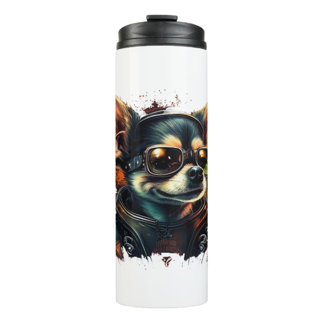 Chihuahua  Biker  Motorcyle  Riding  Dog  Dad  Thermal Tumbler (Front)