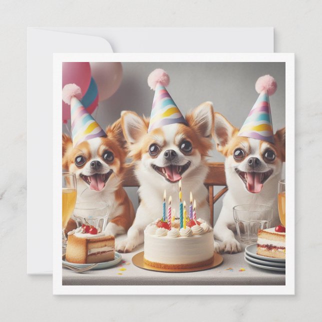 Chihuahua birthday celebration, chihuahua invitation (Front)