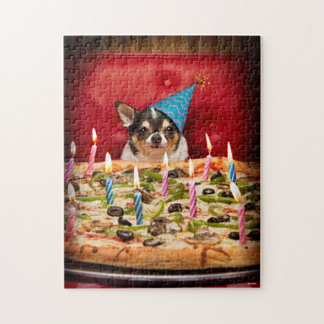 Chihuahua Birthday Pizza Pie Jigsaw Puzzle (Vertical)