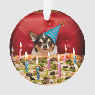 Chihuahua Birthday Pizza Pie Ornament