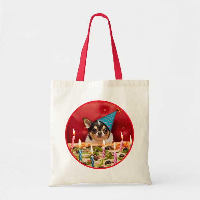 Chihuahua Birthday Pizza Pie Tote Bag (Front)