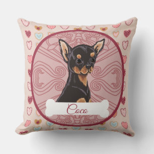 Chihuahua Black Tan Personalise Valentine Pillow