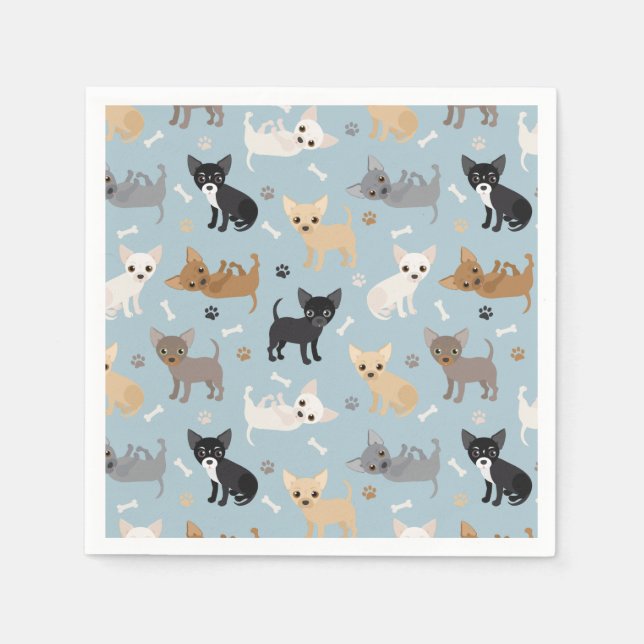 Chihuahua Bones and Paws Blue Napkins (Front)