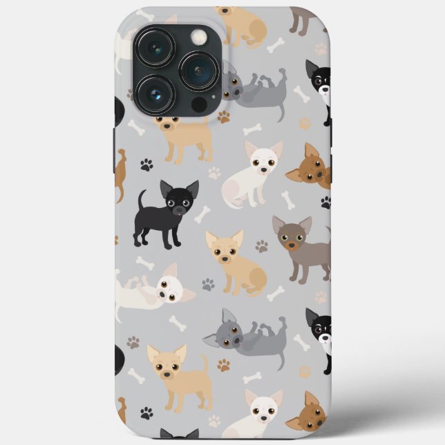 Chihuahua Bones and Paws Grey Case-Mate iPhone Case (Back)