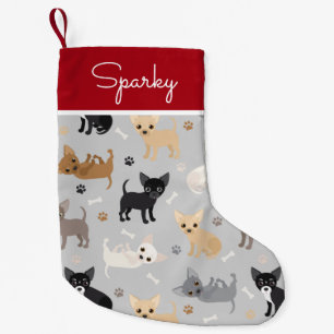 Chihuahua Bones and Paws Large Christmas Stocking