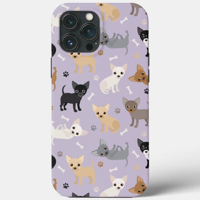 Chihuahua Bones and Paws Purple Case-Mate iPhone Case (Back)