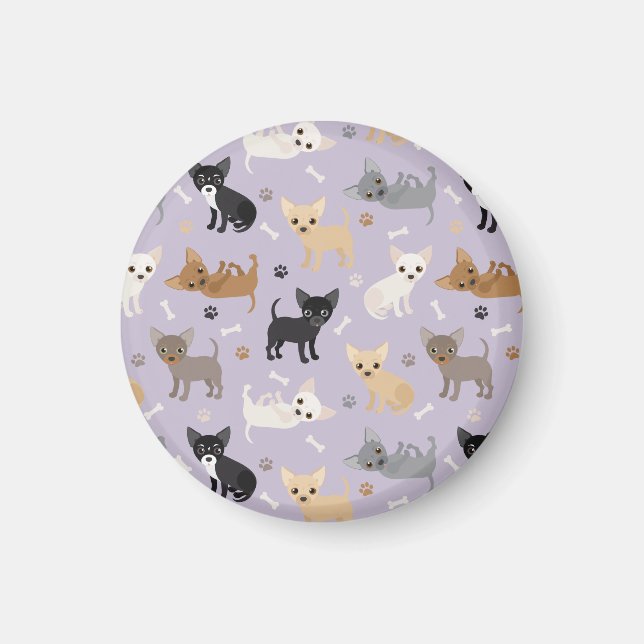 Chihuahua Bones and Paws Purple Magnet (Front)