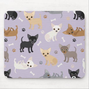 Chihuahua Bones and Paws Purple Mouse Pad