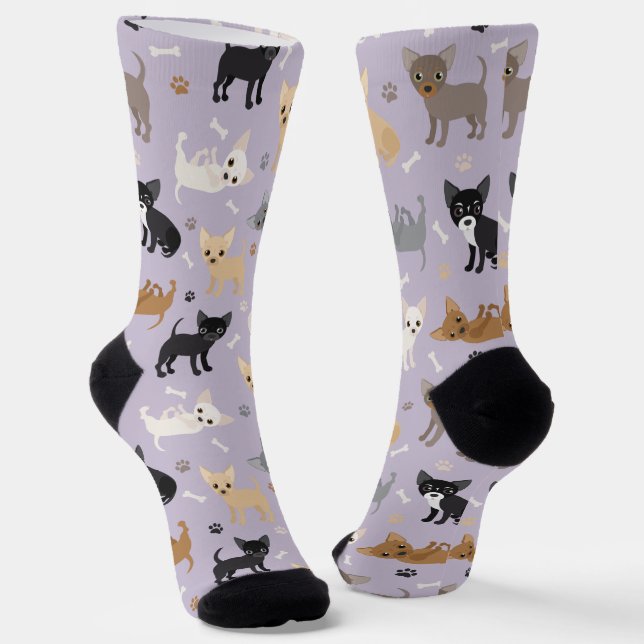 Chihuahua Bones and Paws Socks (Angled)