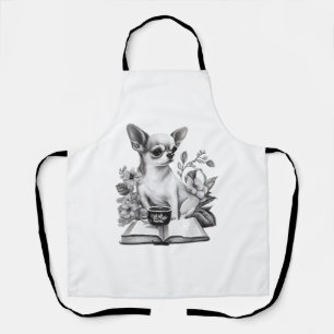 Chihuahua Book Coffee Tea Reading Apron