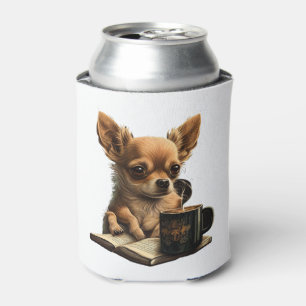 Chihuahua Book Coffee Tea Reading Can Cooler