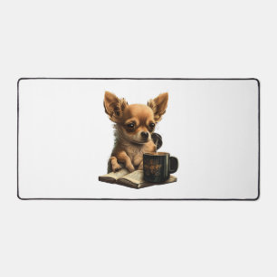 Chihuahua Book Coffee Tea Reading Desk Mat
