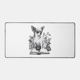 Chihuahua Book Coffee Tea Reading Desk Mat