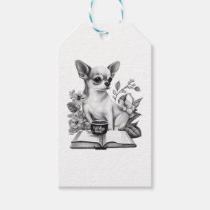 Chihuahua Book Coffee Tea Reading Gift Tags
