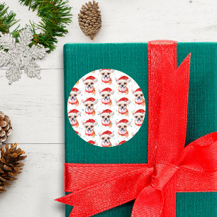 Chihuahua Breed Watercolor Dog Pattern Christmas Classic Round Sticker