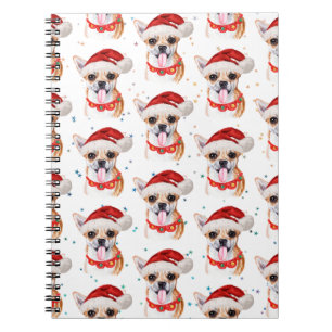 Chihuahua Breed Watercolor Dog Pattern Christmas Notebook