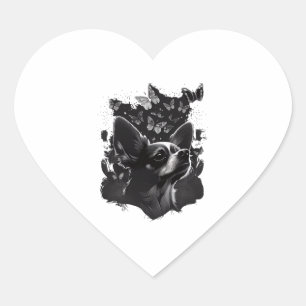Chihuahua Butterfly Cute Dog Nature Women Heart Sticker
