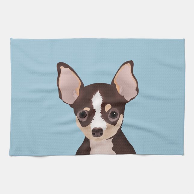 Chihuahua cartoon tea towel (Horizontal)