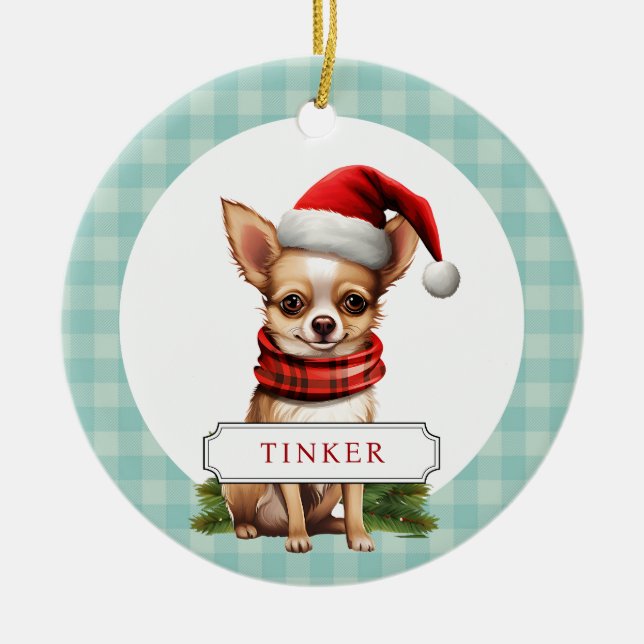 Chihuahua Ceramic Circle Ornament (Front)