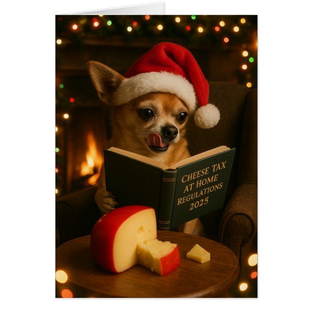 Chihuahua 'Cheese Tax' Christmas card (Front)