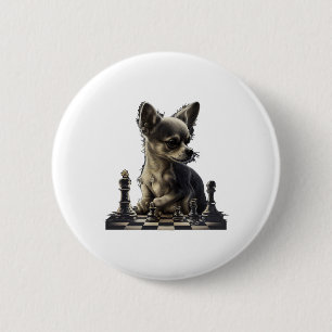 Chihuahua  Chess  Chess Player  Board  Queen  6 Cm Round Badge