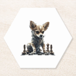 Chihuahua Chess Chess Player Board Queen Paper Coaster