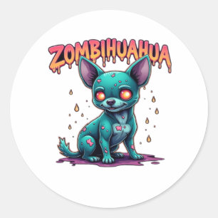 Chihuahua Chi Chichi Chiwawa Zombie Dog Halloween Classic Round Sticker