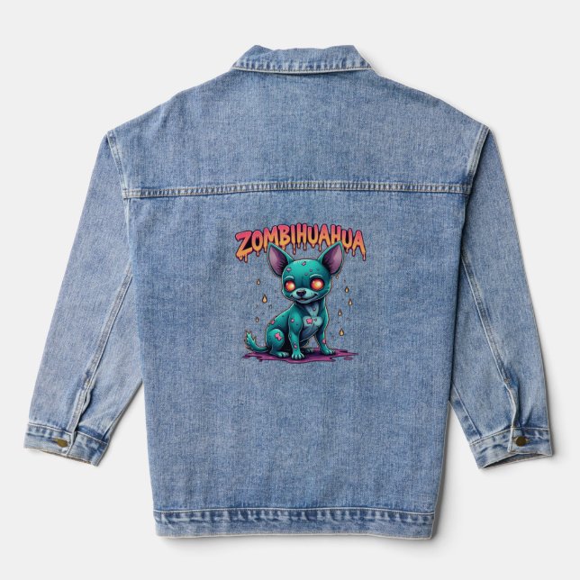 Chihuahua Chi Chichi Chiwawa Zombie Dog Halloween  Denim Jacket (Back)