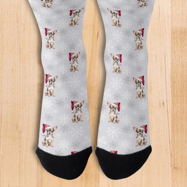 Chihuahua Chi Dog Grey Christmas Socks (Creator Uploaded)