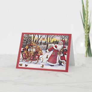 Chihuahua Christmas Card Santa Sled and Bears
