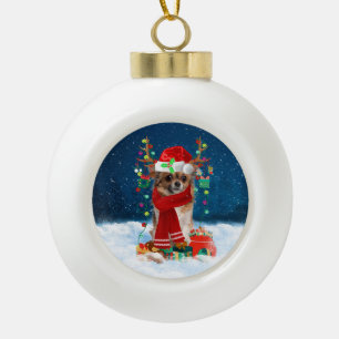 Chihuahua Christmas Ceramic Ball Christmas Ornament