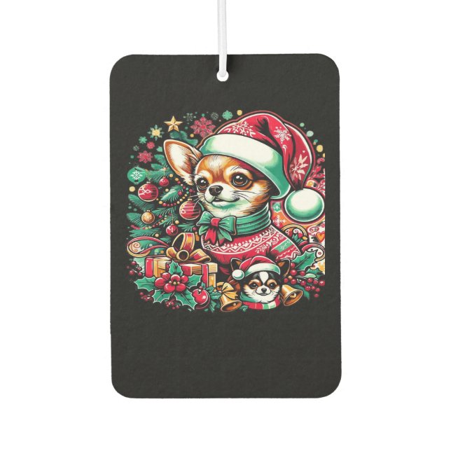 Chihuahua Christmas Cheer! Classic T-Shirt Car Air Freshener (Front)