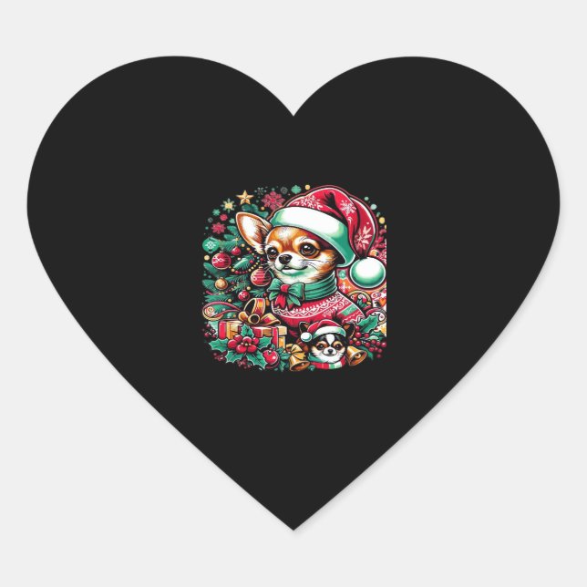 Chihuahua Christmas Cheer! Classic T-Shirt Heart Sticker (Front)