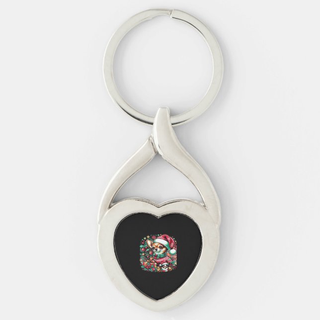Chihuahua Christmas Cheer! Classic T-Shirt Key Ring (Front)