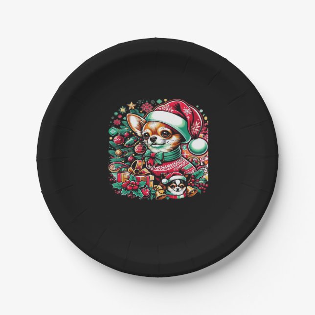 Chihuahua Christmas Cheer! Classic T-Shirt Paper Plate (Front)